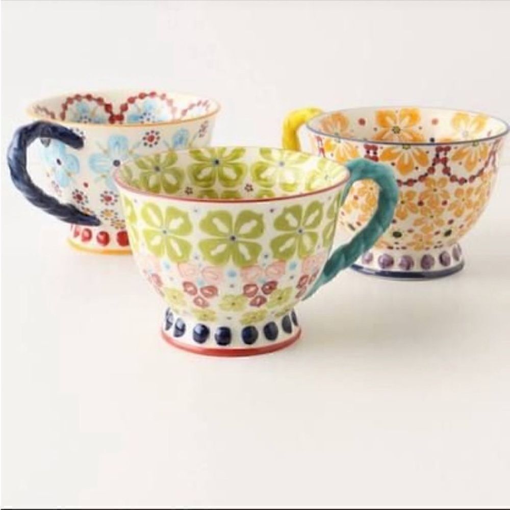 Set of 2 hand painted mugs